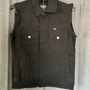 Men’s Black Denim Straight to Hell Apparel Vest- Size Medium